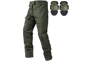 Czen Militär Hose, Herren Camouflage Cargo Hose mit Knie Pads, Schwarz, S-3XL