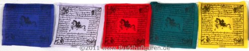 Buda Figuras/Billy Held Banderas de oración tibetana, Tibet Banderas de Banderas de plástico, 10 A 16 x 15 cm, 1,6 m