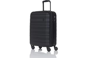 Nere - Stori - ABS Hard-Shell Suitcase Collection - 8-Spinner Wheels - Self-Repairing Zip - Built-in TSA Combination Lock - Expanding Luggage (Black, Cabin Bag)