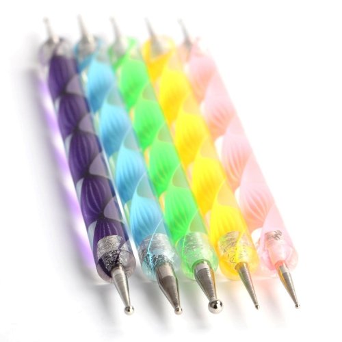 Autek Nail Art Dotting Tools / Spot Swirl - Professional Set with 5 Different Points Double-Ended Swirl Tools (Each Tool has Points of Different Sizes)