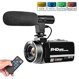 Full HD 1080P 30FPS 24.0MP HD Camcorder: Die Videokamera HD eignet sich hervorragend für die Videoaufnahme mit einer Videoauflösung von 1080P 30fps und macht kristallklare Fotos mit einer Auflösung von 24.0MP. Diese Camcorder-Kamera verfügt außerdem über einen 3-Zoll-LCD-Touchscreen mit 270 Grad Drehung. Der Flip-Touchscreen eignet sich nicht nur für Selfies, sondern auch für Vlogger.