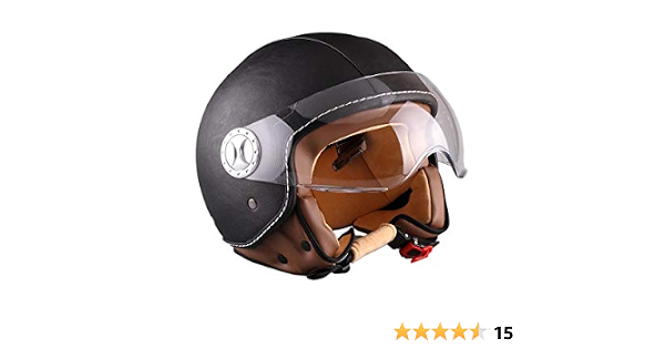 CASCO DEMI-JET AL HELMETS MOD. 101 PELLE NERO : Auto e Moto