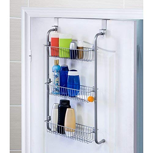 Artmoon Climber - Étagère de Douche en Acier Chromé à Suspendre sur Porte 3 Paniers Caddy - Rangement de Douche à 3 Niveaux Amovibles - Montage Rapide sans Outils ni Perçage - Dimensions: 40x13.5x77cm