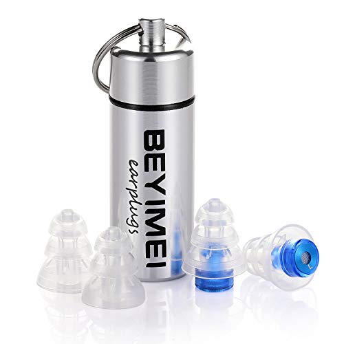 Preisvergleich Produktbild BEYIMEI Geräuschreduzierende Ohrstöpsel Gehörschutz Ohrstöpsel für Konzerte, Musik, Festivals und Clubs, mit Aluminiumbox, blau / transparent (4 Stück)