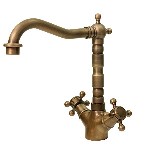 Landhausstil Nostalgie Retro Kreuzgriff Küchen Armatur Antik Messing Sanlingo