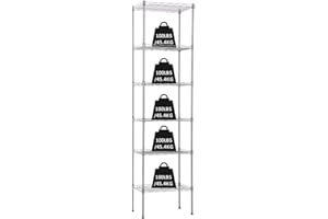 Actask 6-Shelf Shelving Unit with Height Adjustable Shelves and Adjustable Levelling Feet, Free Standing Shelves units for Storage with 6 Tier Wire Metal Rack - 600LBS (272KG) Max Weight, Chrome