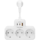 Akım Korumalı Priz, Duvar Priz &Ccedil;oğaltıcı, 3x Priz Soketi, 2x Type-C Girişi, 1x Usb Girişi, &Ccedil;ocuk Korumalı ve Isıya Dayanıklı 