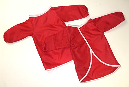 Baby Toddler Waterproof Children Kids Feeding Art Smock Bib Apron - 42cm - Age 0-18 months - Red
