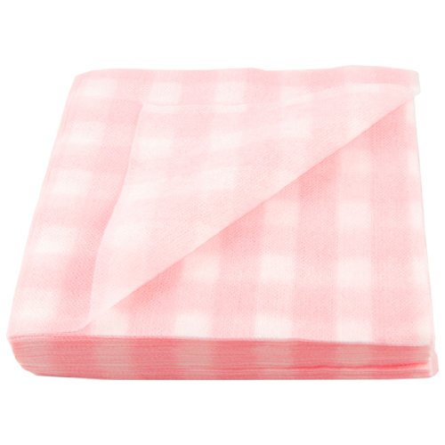 80 Pcs Disposable White Pink Check Pattern Plant Fabric Facial Towel
