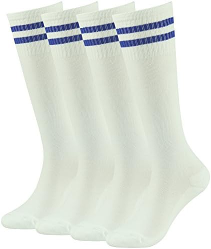 Boys Football Socks Knee Tube Lucky Commerce Unisex Childreen Basketball Socks 4 Pairs White