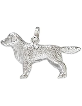 CLEVER SCHMUCK Silberner Anhänger 3D Golden Retriever 26 x 16 mm plastisch glänzend STERLING SILBER 925