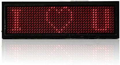 YOUHONG® LED Name Tag Badge Rechargeable Pin Magenta Price Tag Business Card Screen Scrolling for Restaurant Shop Party Exhibition Red