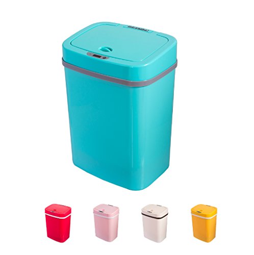 Sensor Mülleimer 12 Liter Automatik Abfalleimer bunt Push Kücheneimer Küche Bad Wohnzimmer (12 L, Blau)