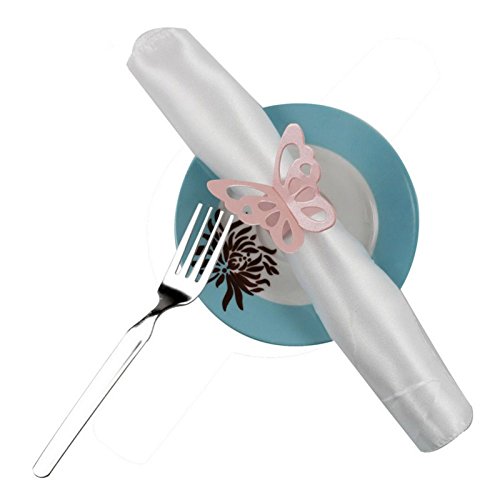 examen 50pcs Papillon 3D Rond de Serviette en Papier Décoration de Table pour Mariage, Anniversaire et Fête (Rose)