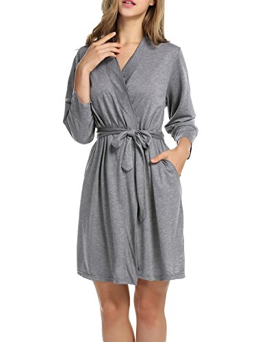 Preisvergleich Produktbild UNibelle Damen Bademantel Morgenmantel Kimono Saunamantel Nachthemd Baumwolle