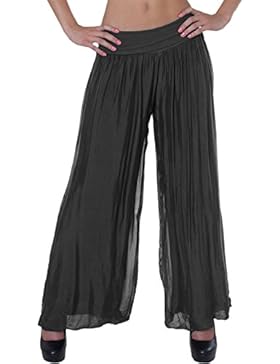 CASPAR KHS010 Damen elegante lange Seiden Chiffon Marlene Hose / Hosenrock mit hohem Stretch Bund