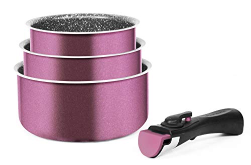 Arthur Martin AM 120 P AM120 P Jeu DE 3 CASSEROLES, Aluminium, Prune, 20 cm