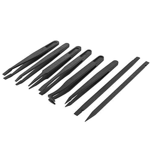 sourcingmap® Antistatische Pinzette aus Plastik, ESD-Reparatur, 8 Stück, Schwarz