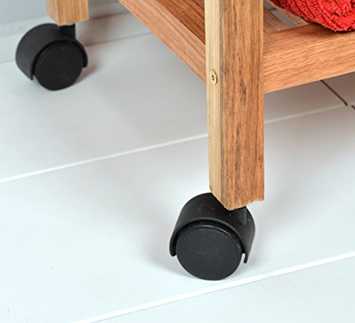 Roll Regal Standregal mit Rollen Höhe 72 cm aus Walnuss Massivholz für Bad, Wohnzimmer, Sauna, Flur, Diele, Küche, Büro und Kinderzimmer - 3