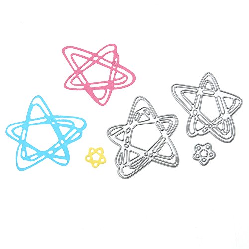 Amazingdeal365 3PCS Sterne Metall Form Stanzschablonen Schablonen Schneiden DIY Dekor Sammelalbum Karten Buchzeichen Lesezeichen als Geschenk für Freunde Geburtstag Kinder,Kindergarten Hobby Schule Handarbeit Unterricht usw. Ein tolles Geschenk! - 2