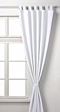 Material: 100% Polyester Vorhang Blickdicht  Matte unifarbene Gardine mit Schlaufen. Aus edlem Microsatin Micofaser-Gewebe. 225x140, Weiß, 20400