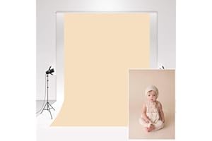 Kate Photography Studio Hintergrund Cremefarbe 2.4x3m/8x10ft Beige Hintergrundfotografie Einfarbig Basic Photo Booth Soft Fabric Hintergrund für Neugeborene Baby Porträtfotografie