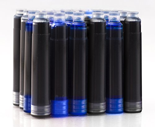 Füllfederhalter Nachfüllbare Tintenpatronen – GROßPACKUNG 24 MIT 12 schwarzen und 12 blauen Tintenpatronen ZenZoi Internationale Standardgröße Kalligraphie Kugelschreiber Set generischer Einweg - 4