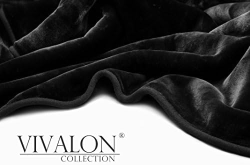 Vivalon Solid Color Ultra Silky Soft Heavy Duty Quality Korean Mink Reversible Blanket 9 lbs King Black