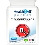 Vitamin B5 Pantothenic Acid 500mg 90 Capsules (V) Purest: No Additives, Vegan. Made by Health4All