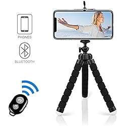 Alfort Mini Trípode, Trípode Móvil Flexible 360° Rotación Teléfonos de Soporte con Control Remoto Portátil Trípode para iPhone 8/7 / Samsung S7 Edge/Huawei P10 y Otros iOS/Android (5.5'')