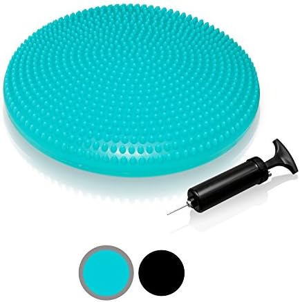 High Pulse Balance Cushion + Pump – Relieving Wobble Cushion for Fitness, Yoga, Coordination and Back Training (Turquoise)