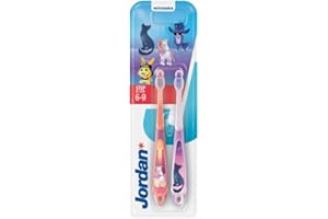JORDAN* Jordan ® | Step 3 | Cepillo de dientes para niños de 6 a 9 años | Cepillo de dientes para niños con cerdas suaves, mango ergonómico doble y sin BPA | Color rosa | Pack de 2 unidades