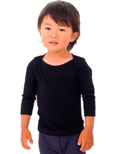 American Apparel Infant Baby Rib Long Sleeve Lap T-Shirt - Black / 18-24M
