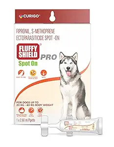 FluffyShield Pro Spot On/Prevention & Treatment of Fleas, Ticks, and Lice Infestation in Dogs/Large Dogs Weighing 20-40 kgs / 2.68 mL