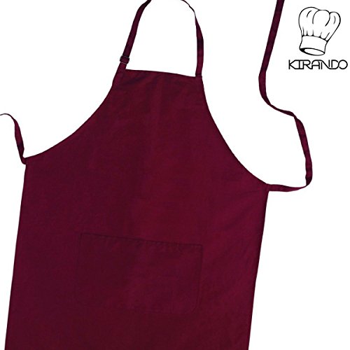 Kirando's Profi Grillschürze - Küchenschürze - beste Qualität und saubere Verarbeitung - 100% reine, feste Baumwolle mit 200g/m2 - garantiert ohne entflammbares und statisch anziehendes Polyester - 71cm x 85cm - bordeaux - Versand ab Amazon Lager