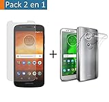 Pack 2 en 1 compuesto por Funda de Gel TPU transparente y Protector de pantalla transparente de vidrio templado de 0,3 mm para Motorola Moto E5 / G6 Play.