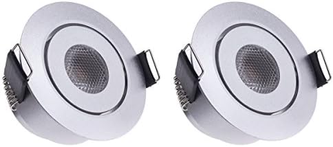Sensati Small Shallow Miniature LED Recessed Downlight Spot Dinner Set Set of 2 Height, Dimmable, 420 Lumen Includes driver, enclosure colour: silver, warm white WW T096 S 2