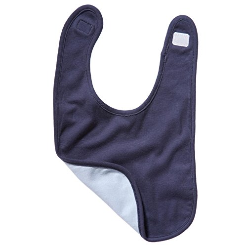 New Bella Canvas Baby Cotton Rib Reversible Bib Navy/ Baby Blue One Size