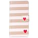 Produktbild LMAZWUFULM Hülle für Huawei P10 Lite (5,2 Zoll) PU Leder Magnetverschluss Brieftasche Lederhülle Malerei Streifen Rose-Carmine Herz Form Muster im Bookstyle mit Stent-Funktion und Karten Slot Schutzhülle Ledertasche Flip Cover für Huawei P10 Lite 5,2 Zoll (Farbe-2)