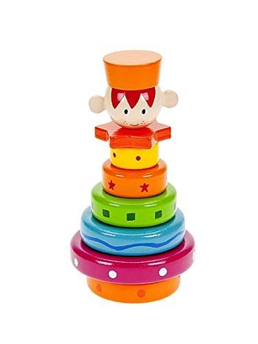 Traditional Wooden Stacker Toy Stacking Rings with Little Prince Top for Toddler