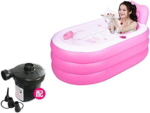 MBJZ Adult inflatable bath tub bath barrel fold thick bath, pink,150*88*73cm