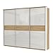 Produktbild Schwebetürenschrank / Kleiderschrank Lepa 06, Farbe: Eiche Braun / Weiß Hochglanz - Abmessungen: 225 x 278 x 64 cm (H x B x T)