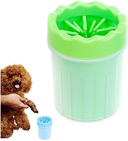 Uni Best Portable Dog Cat Paw Cleaner Pet Cleaning Brush Cup Dog Foot Cleaner Paw Protector (S, green)