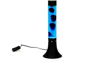 Licht-Erlebnisse Lampe à Lave Aluminium Verre Noir Bleu Fête Chambre de Jeunes 37,5 cm E14 incl. ampoule Magma atmosphérique Rétro Lampe de Table YVONNE