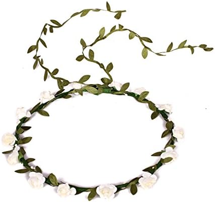 Boho Ladies Floral Flower Festival Wedding Garland Hair Head Band (White)