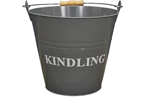 ELX Elex® 15L Vintage Style Kindling Fire Vintage Style Grey Coal kindling Bucket With Carry Handle Fireside