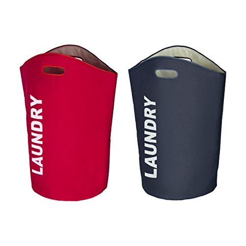 WENKO 3450121100 Wäschesammler Lumo Grau – Wäschekorb, Fassungsvermögen 65 L, Polyester, 35 x 68 x 35 cm, Dunkelgrau - 4