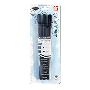 Sakura 50319 3-Piece Black Nylon Pigma Blister Card Calligrapher Pen Set