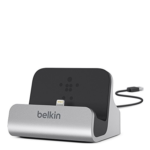 Belkin Mixit - Base dock de carga y sincronizaci  n  para iPhone  compatible con iPhone 8 8  y iPhone X  acabado de aluminio  cable USB de 1 2 m integrado   plateado