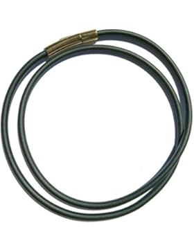 Kautschukhalsband, Halskette, Kautschukband mit rostfreiem, goldfarbenen Edelstahl-Druckverschluss KHG 200, verschiedene...